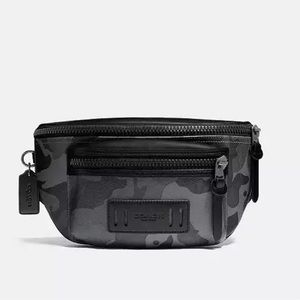 Coach Men’s Terrain Waist Belt Bag Black Camo Leather